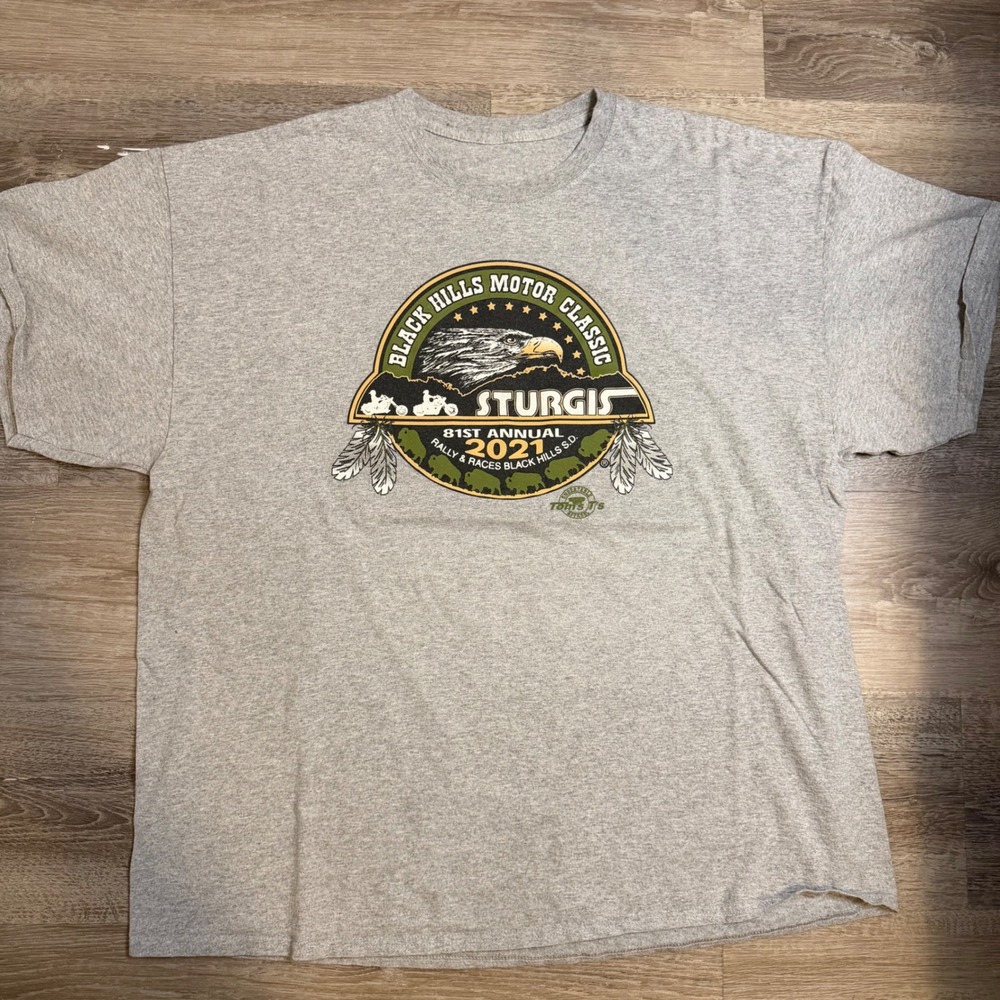 Tom's T's Sturgis 2021 81st Annual Black Hills Motor Classic Gray T-Shirt XL